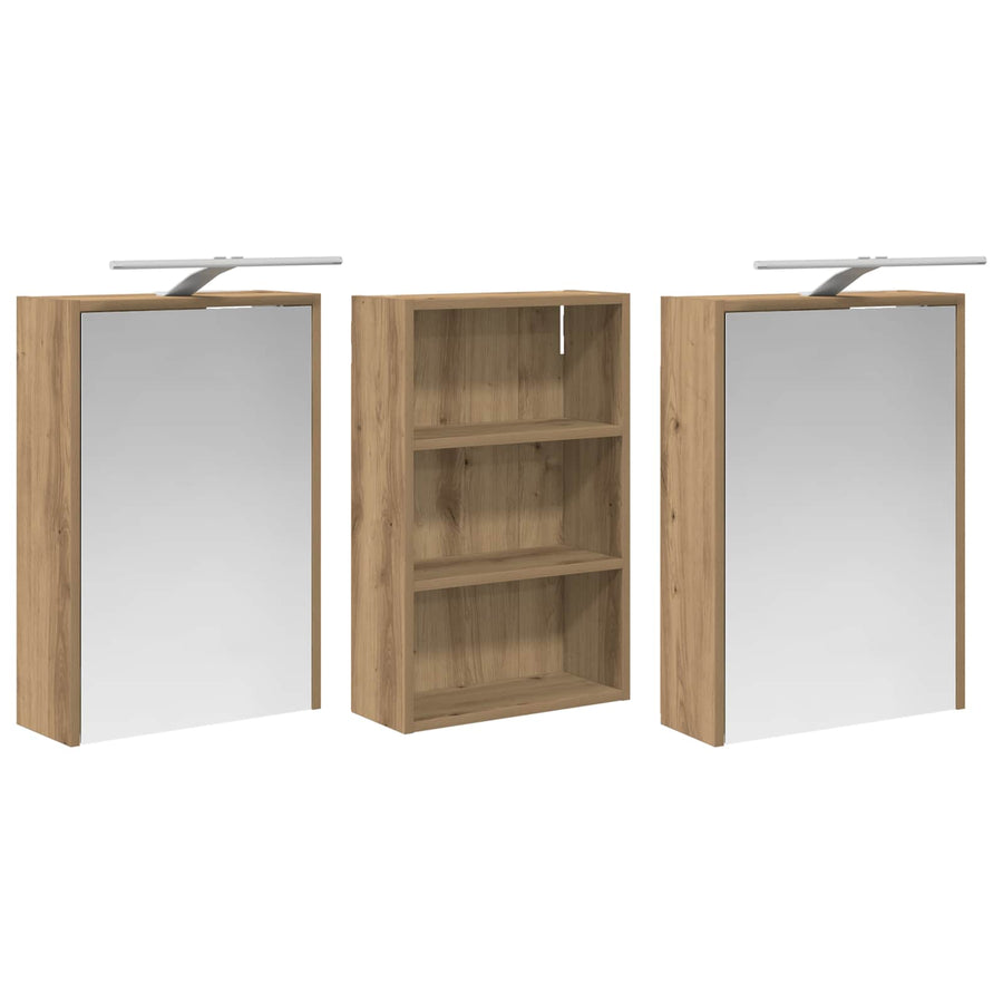 Badkamerkastenset 3 st 126 x 16 x 62.5 cm Bewerkt hout