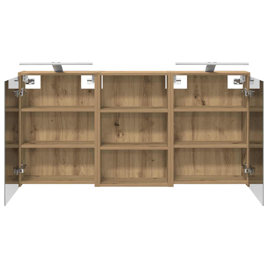 Badkamerkastenset 3 st 126 x 16 x 62.5 cm Bewerkt hout
