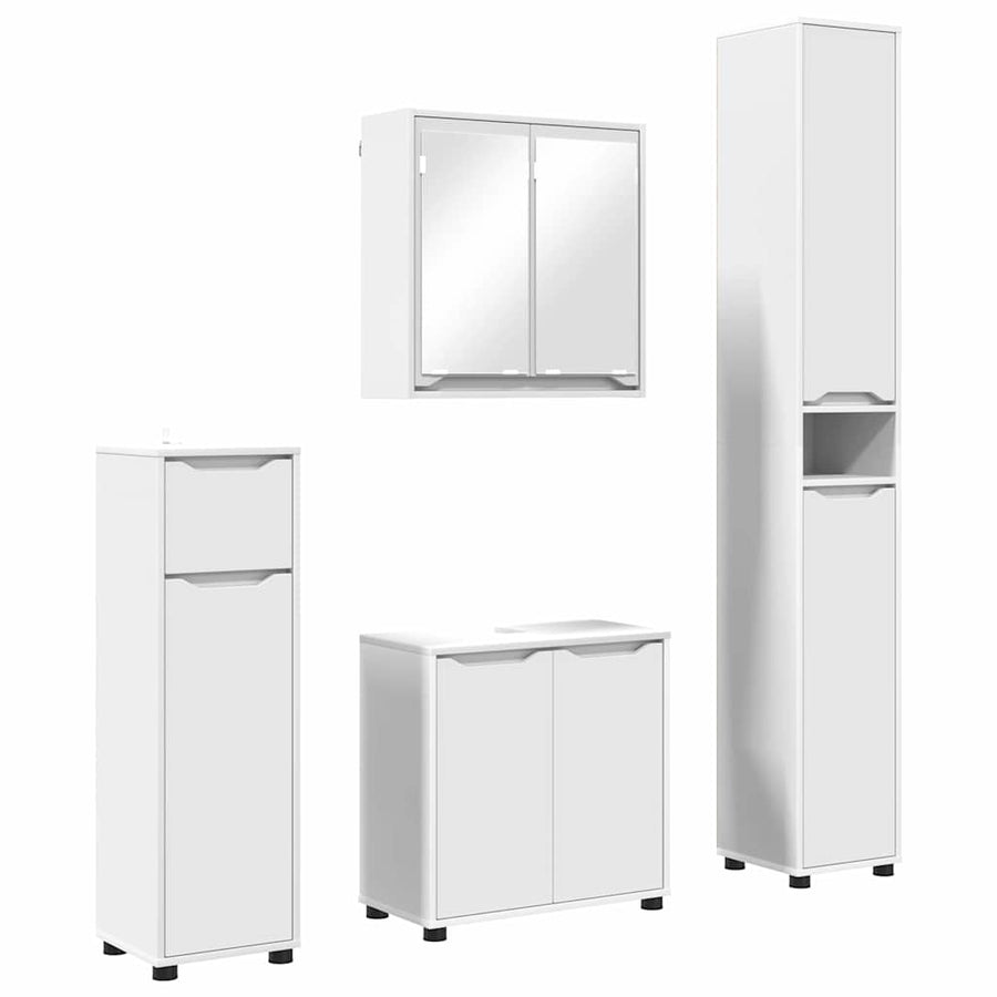 Badkamermeubelset met lade met plank 4 pcs Wit Bewerkt hout