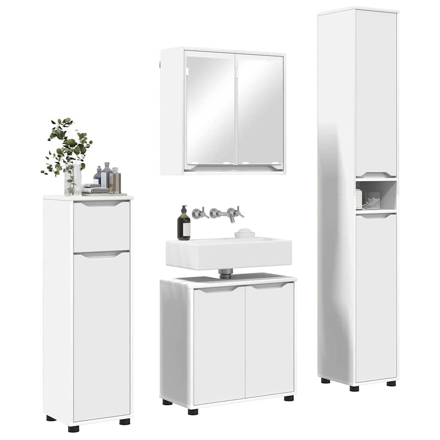 Badkamermeubelset met lade met plank 4 pcs Wit Bewerkt hout