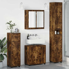 Badkamermeubelset met lade 4 pcs Gerookt eiken Bewerkt hout