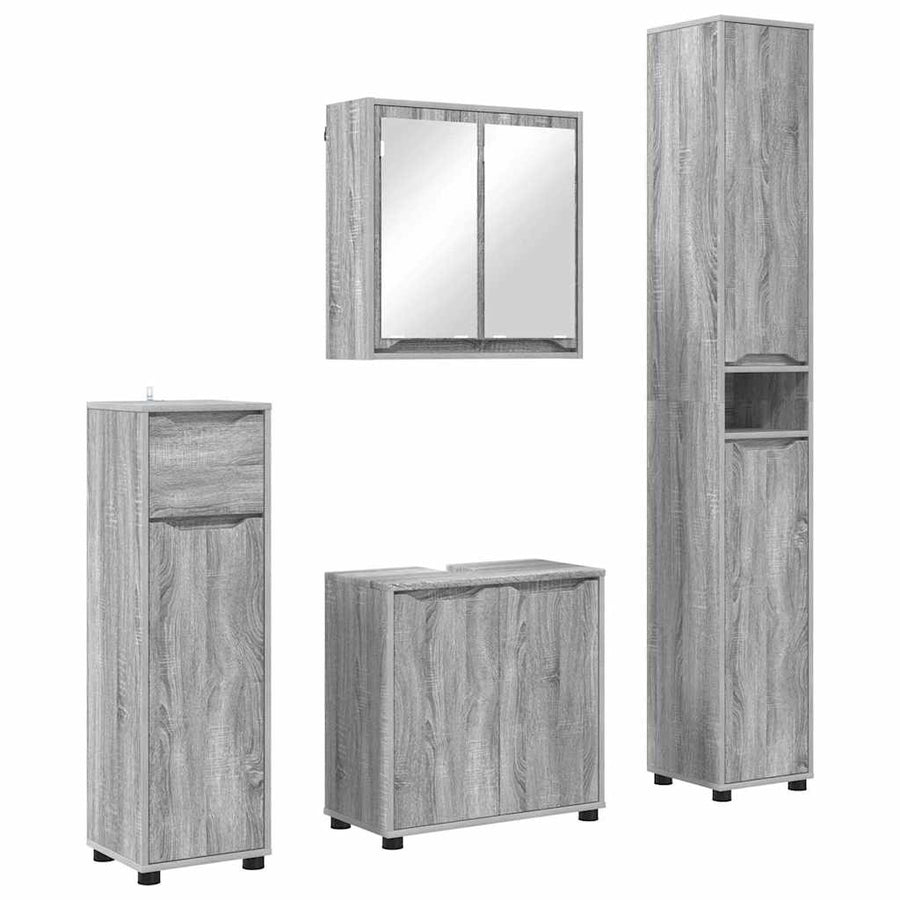 Badkamermeubelset met lade 4 pcs Grijs Sonoma Bewerkt hout