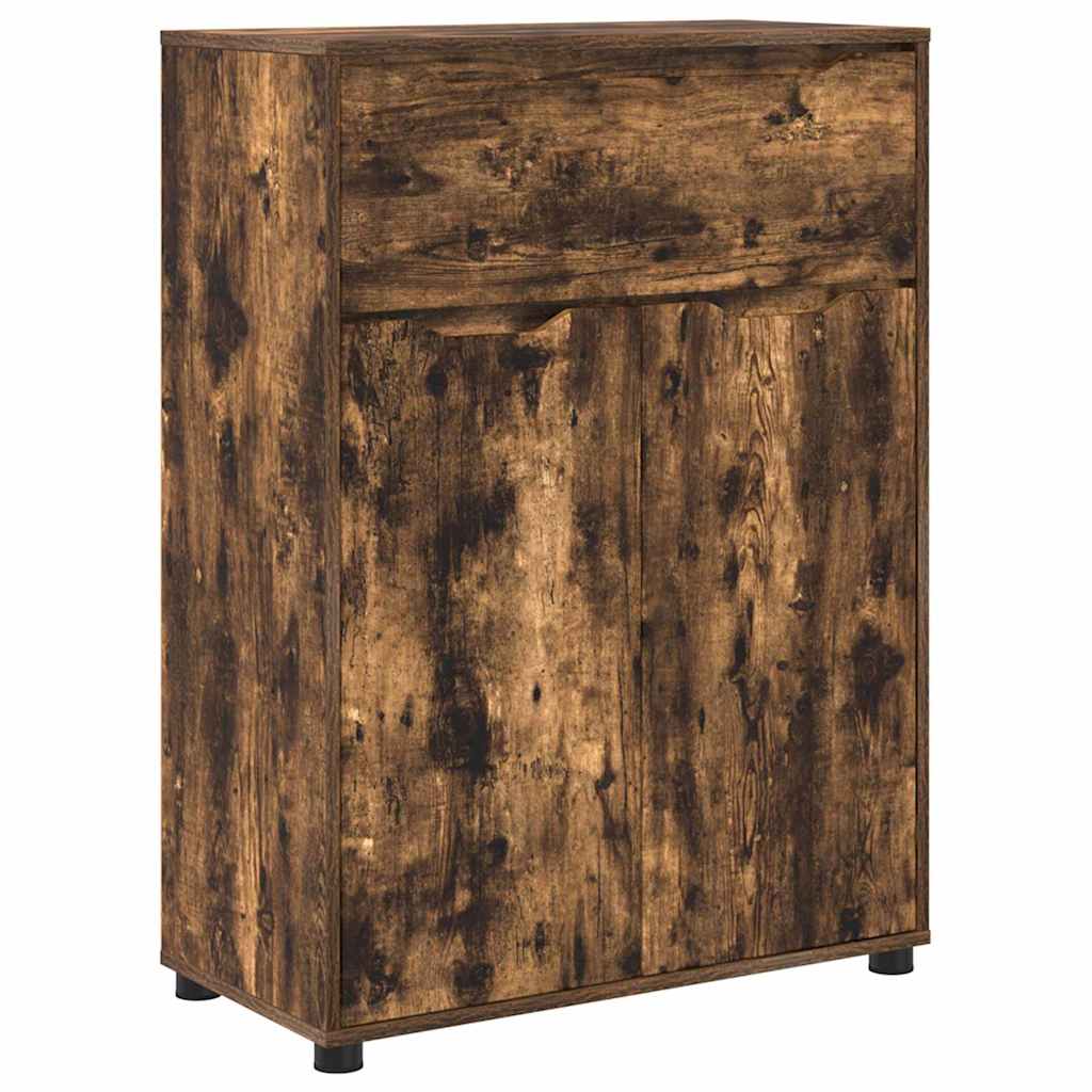 Badkamermeubelset met lade 3 pcs Gerookt eiken Bewerkt hout
