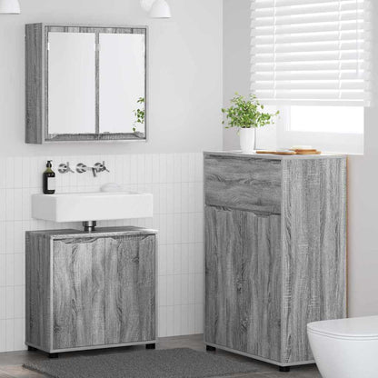 Badkamermeubelset met lade 3 pcs Grijs Sonoma Bewerkt hout