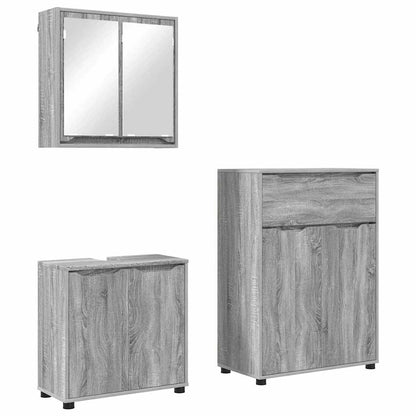 Badkamermeubelset met lade 3 pcs Grijs Sonoma Bewerkt hout