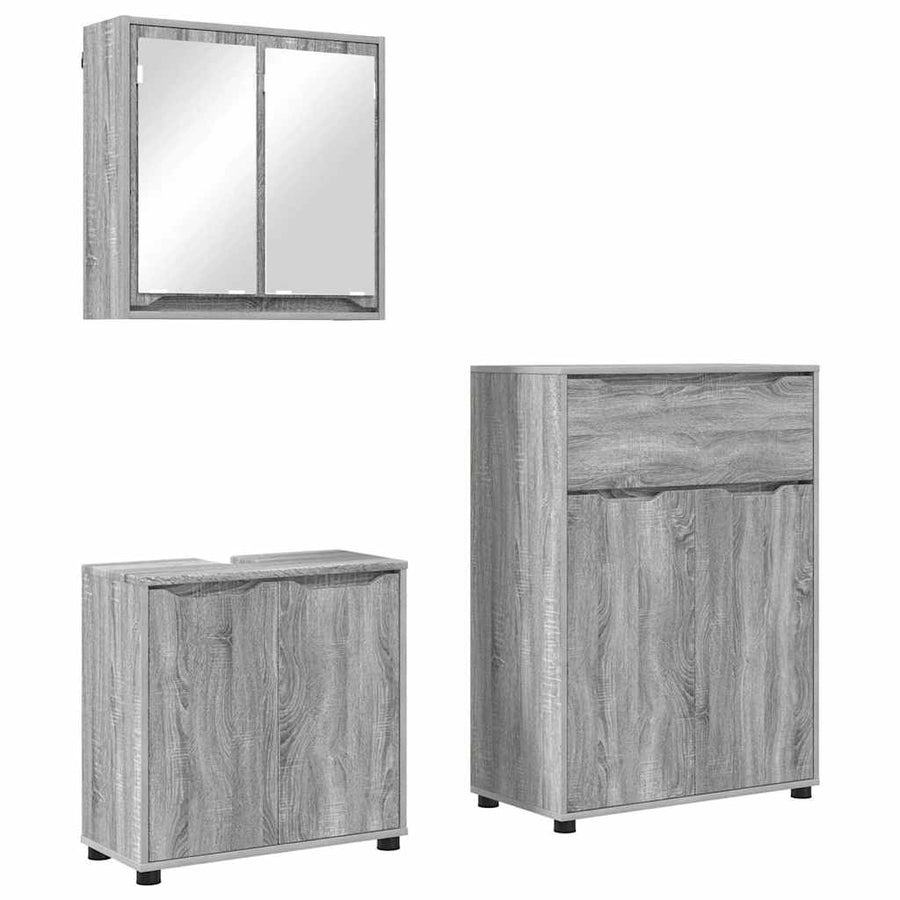 Badkamermeubelset met lade 3 pcs Grijs Sonoma Bewerkt hout