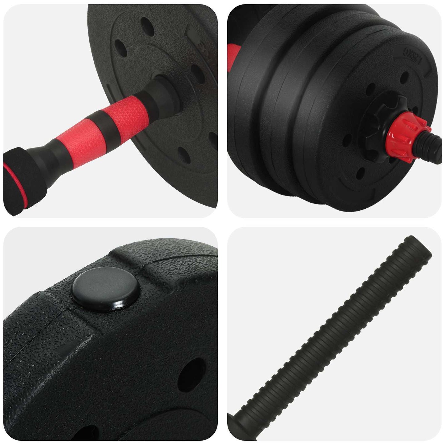 2-In-1 Halter Set Zwart En Rood 121 X 19,5 X 19,5 Cm Zwart met rood zonder kettlebell