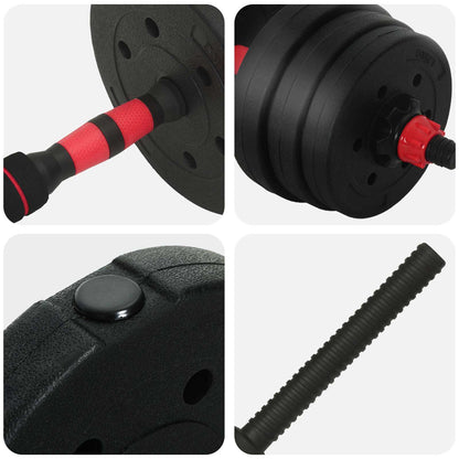 2-In-1 Halter Set Zwart En Rood 121 X 19,5 X 19,5 Cm Zwart met rood zonder kettlebell