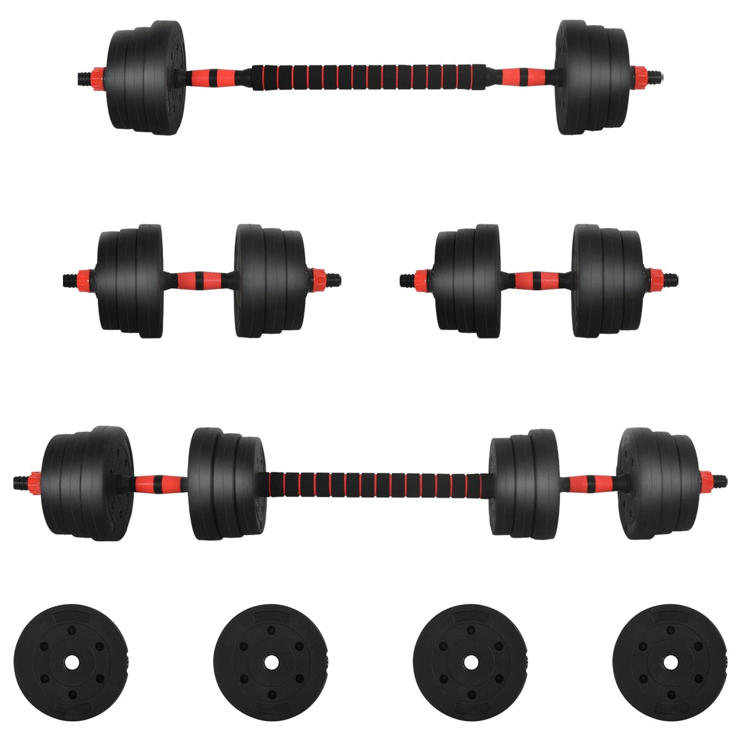 2-In-1 Halter Set Zwart En Rood 121 X 19,5 X 19,5 Cm Zwart met rood zonder kettlebell