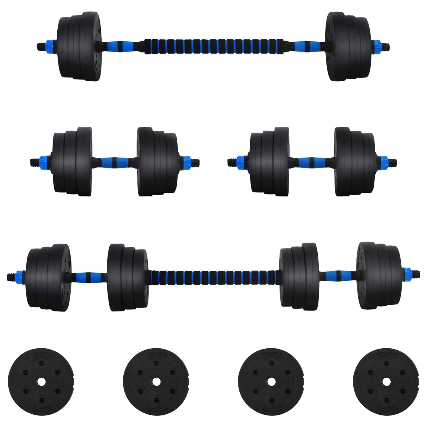 2-In-1 Halter Set Zwart En Blauw 121 X 19,5 X 19,5 Cm Zwart met blauw zonder kettlebell