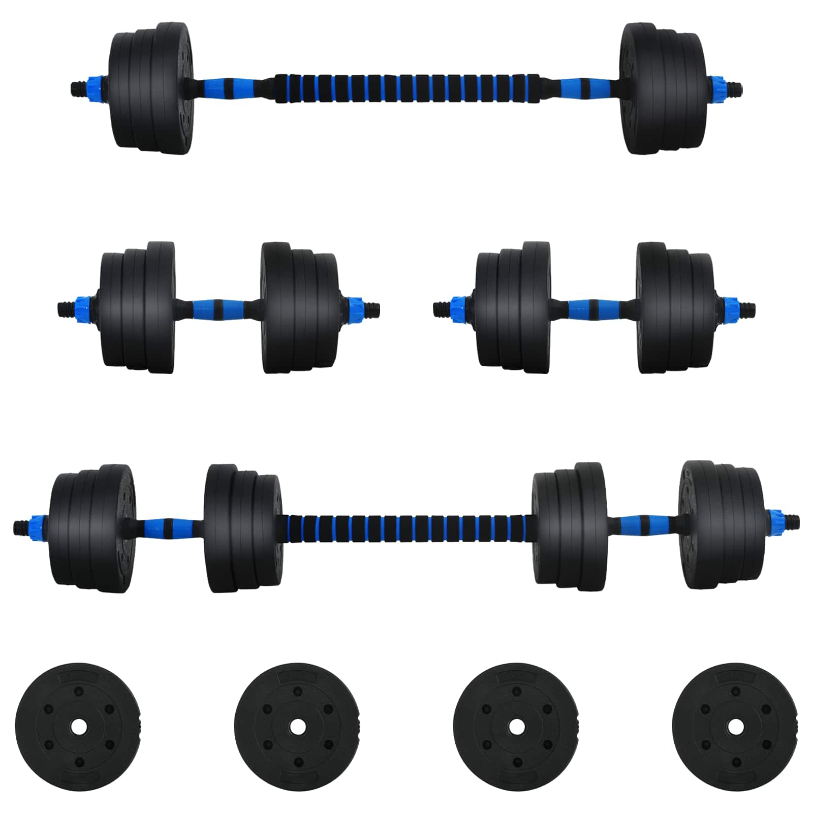 2-In-1 Halter Set Zwart En Blauw 121 X 19,5 X 19,5 Cm Zwart met blauw zonder kettlebell