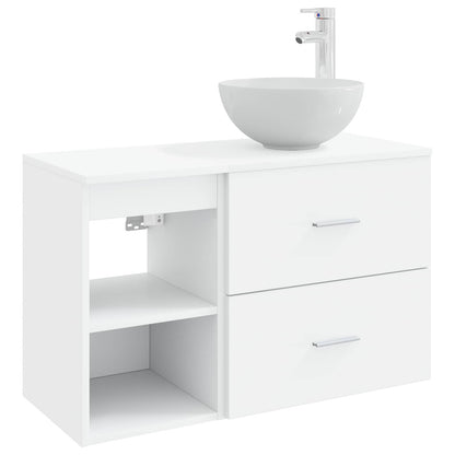 Badkamermeubelset 2 pcs Wit Bewerkt hout