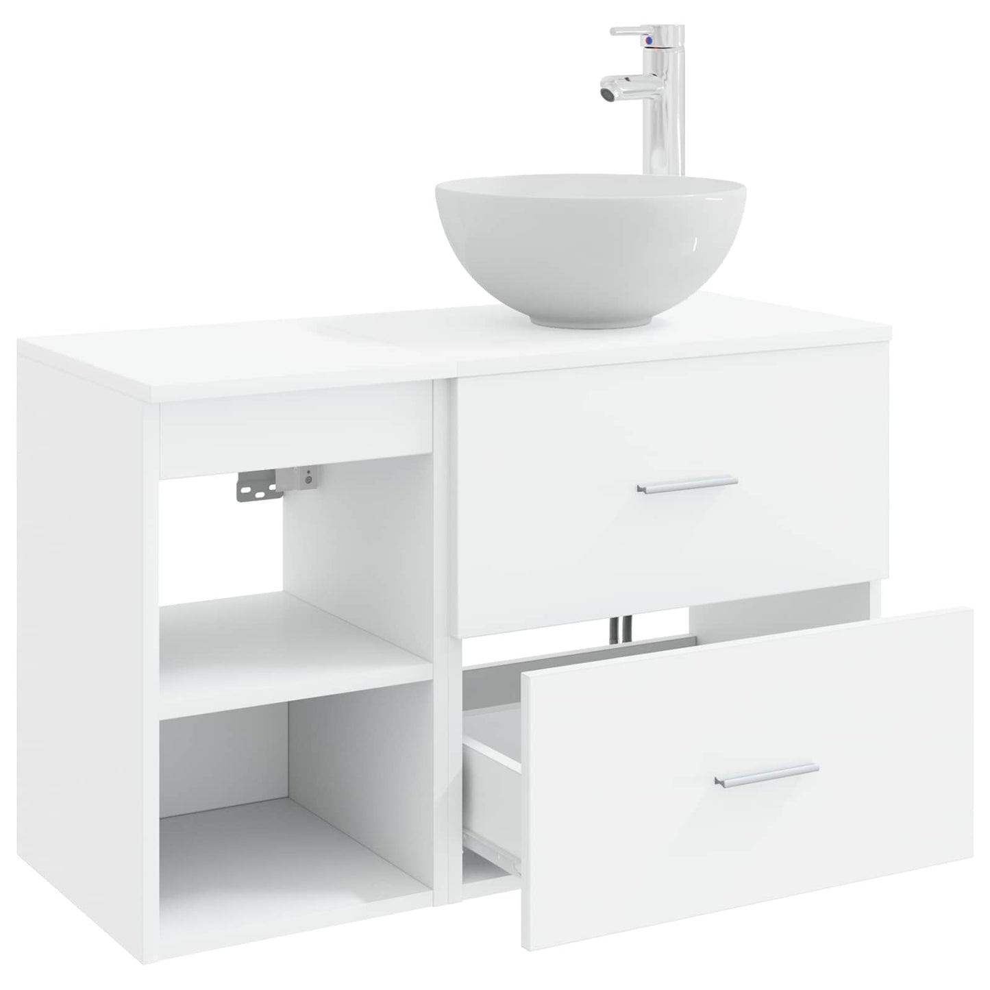 Badkamermeubelset 2 pcs Wit Bewerkt hout