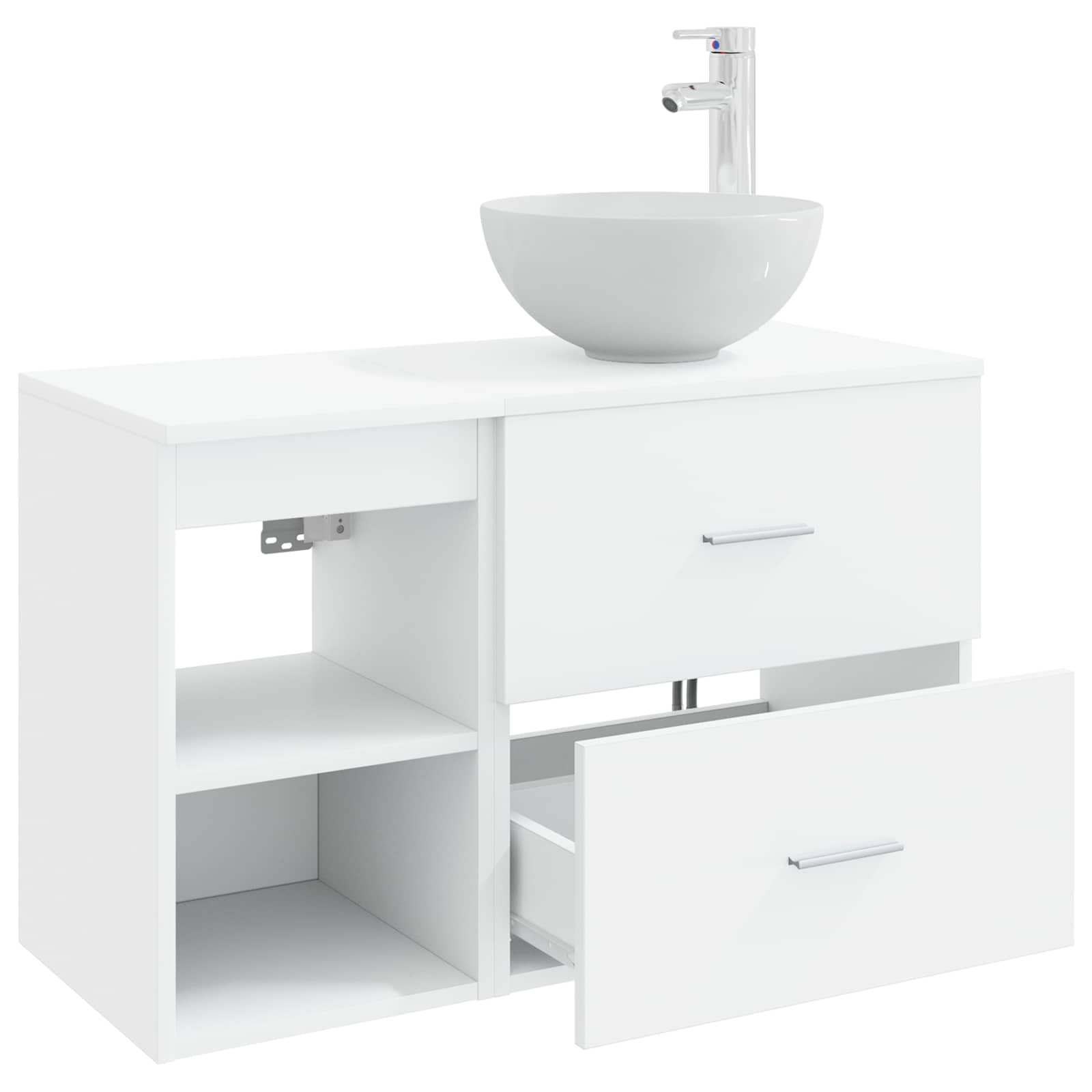 Badkamermeubelset 2 pcs Wit Bewerkt hout