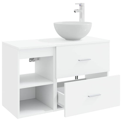 Badkamermeubelset 2 pcs Wit Bewerkt hout