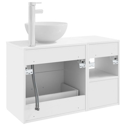 Badkamermeubelset 2 pcs Wit Bewerkt hout