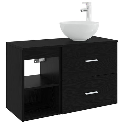 Badkamermeubelset 2 pcs Zwart eiken Bewerkt hout