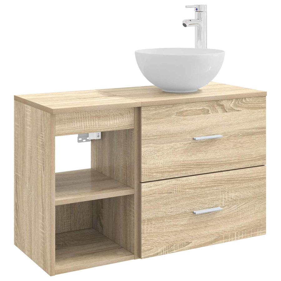Badkamermeubelset 2 pcs Sonoma Eiken Bewerkt hout