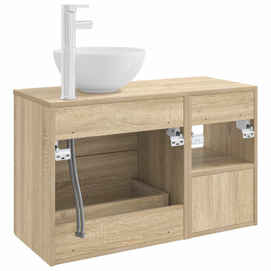 Badkamermeubelset 2 pcs Sonoma Eiken Bewerkt hout