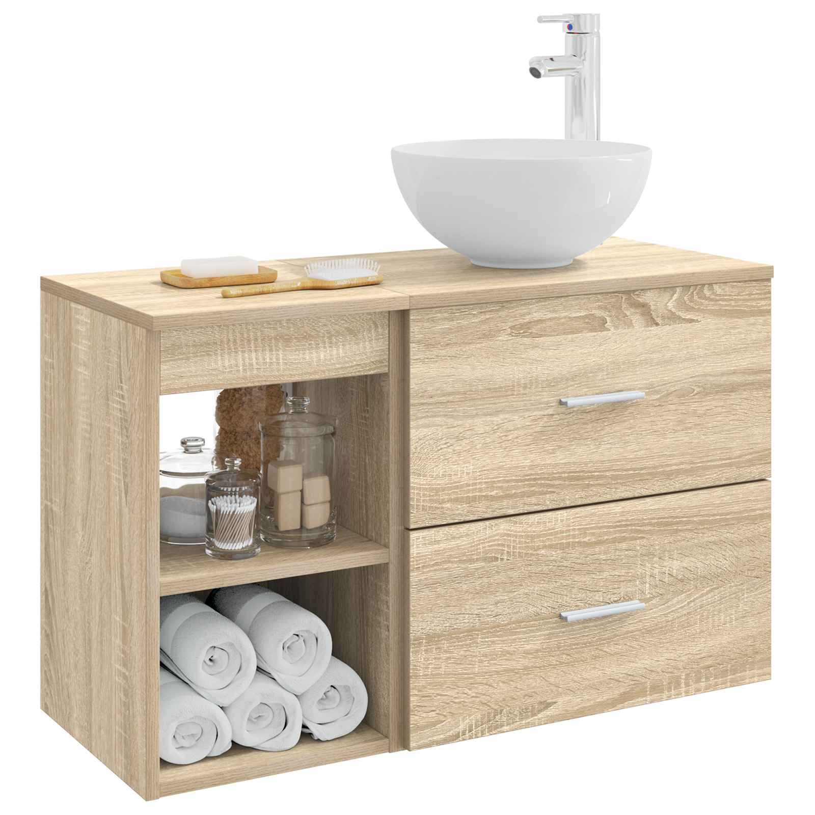 Badkamermeubelset 2 pcs Sonoma Eiken Bewerkt hout