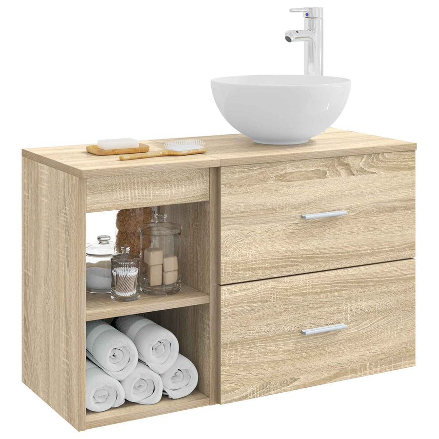 Badkamermeubelset 2 pcs Sonoma Eiken Bewerkt hout