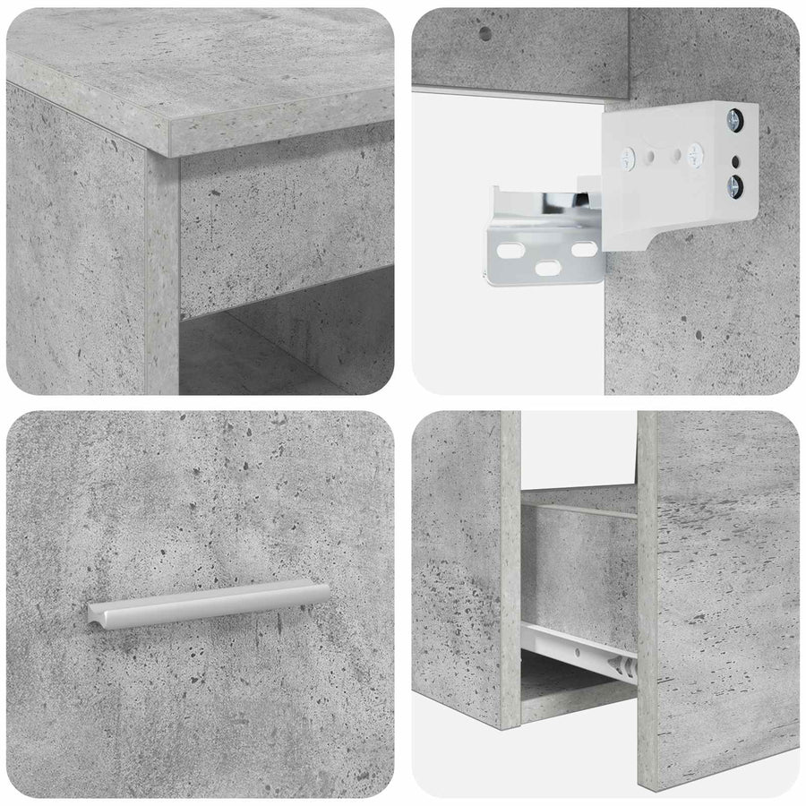 Badkamermeubelset 2 pcs Betongrijs Bewerkt hout