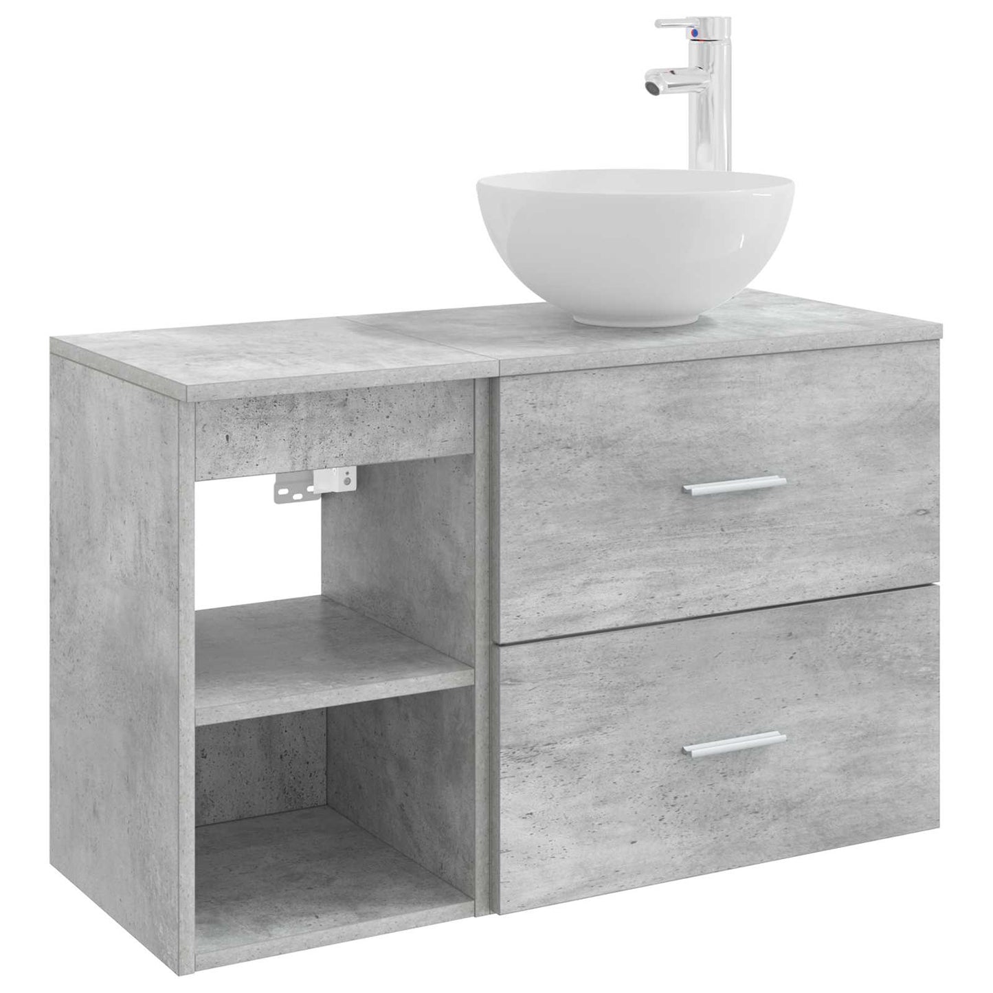 Badkamermeubelset 2 pcs Betongrijs Bewerkt hout