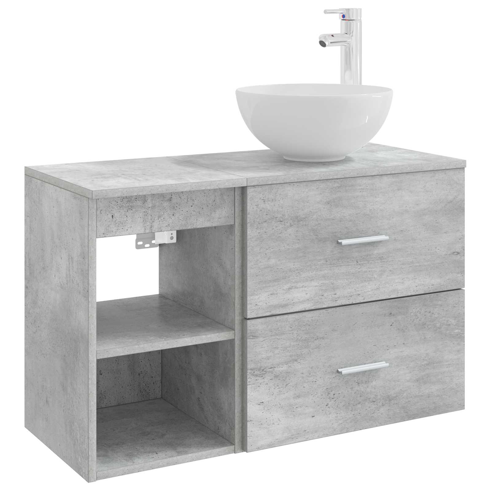 Badkamermeubelset 2 pcs Betongrijs Bewerkt hout