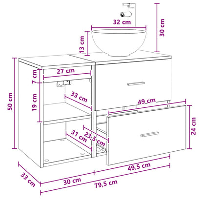 Badkamermeubelset 2 pcs Gerookt eiken Bewerkt hout
