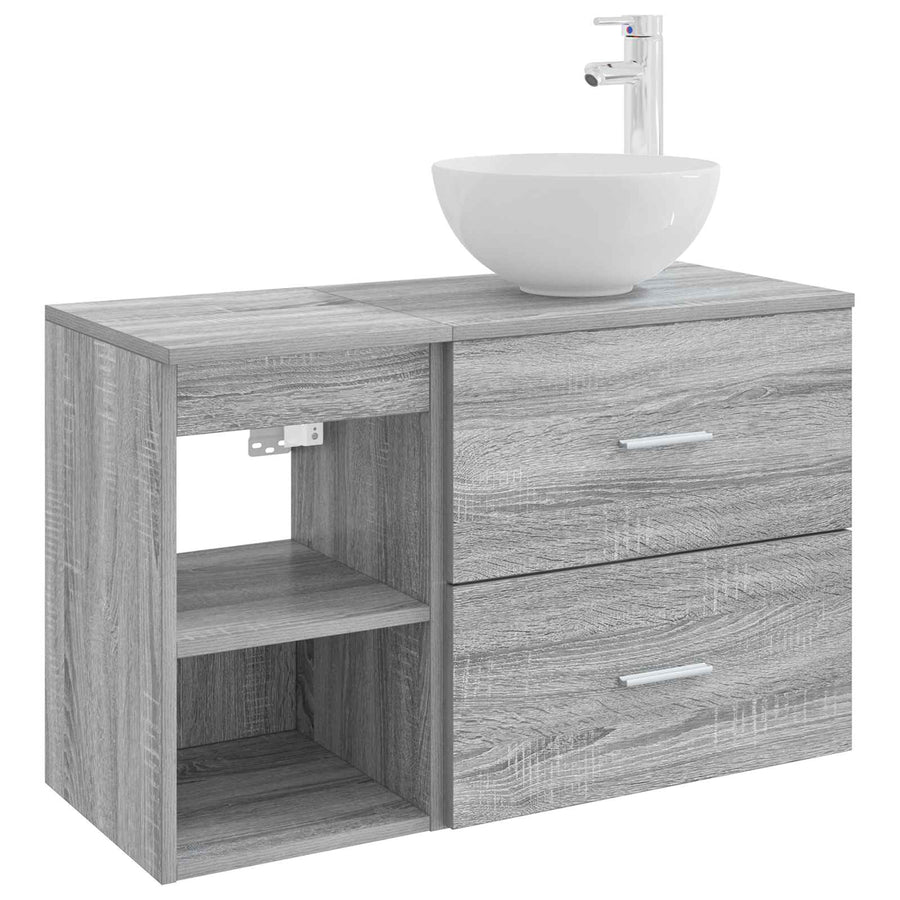 Badkamermeubelset 2 pcs Grijs Sonoma Bewerkt hout