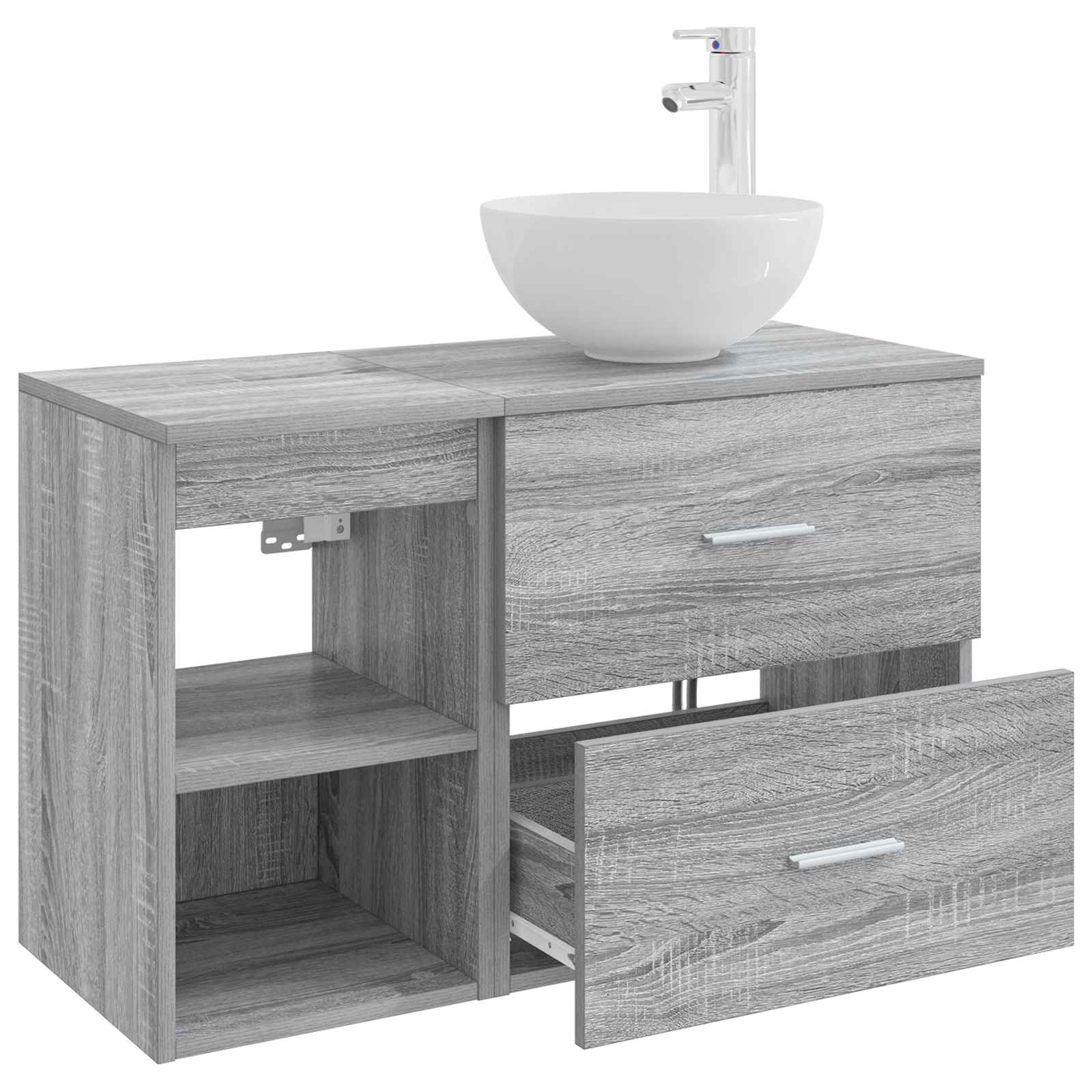 Badkamermeubelset 2 pcs Grijs Sonoma Bewerkt hout