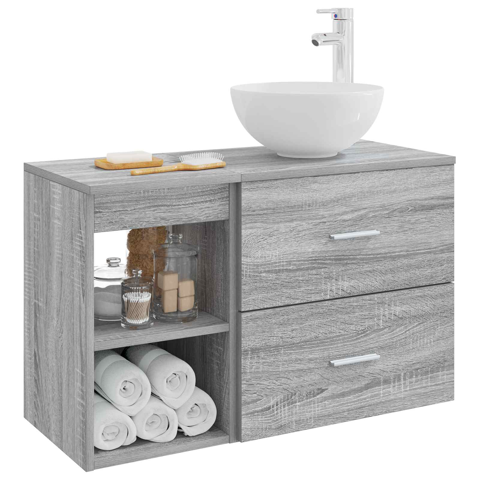 Badkamermeubelset 2 pcs Grijs Sonoma Bewerkt hout