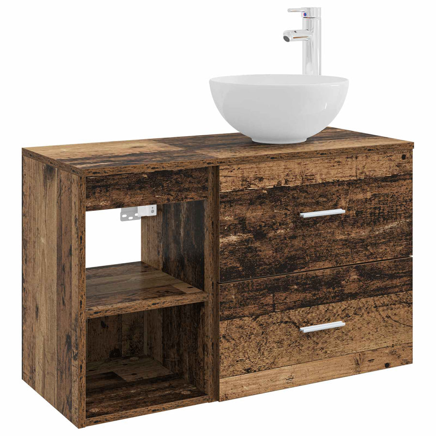 Badkamermeubelset 2 pcs Oud hout Bewerkt hout