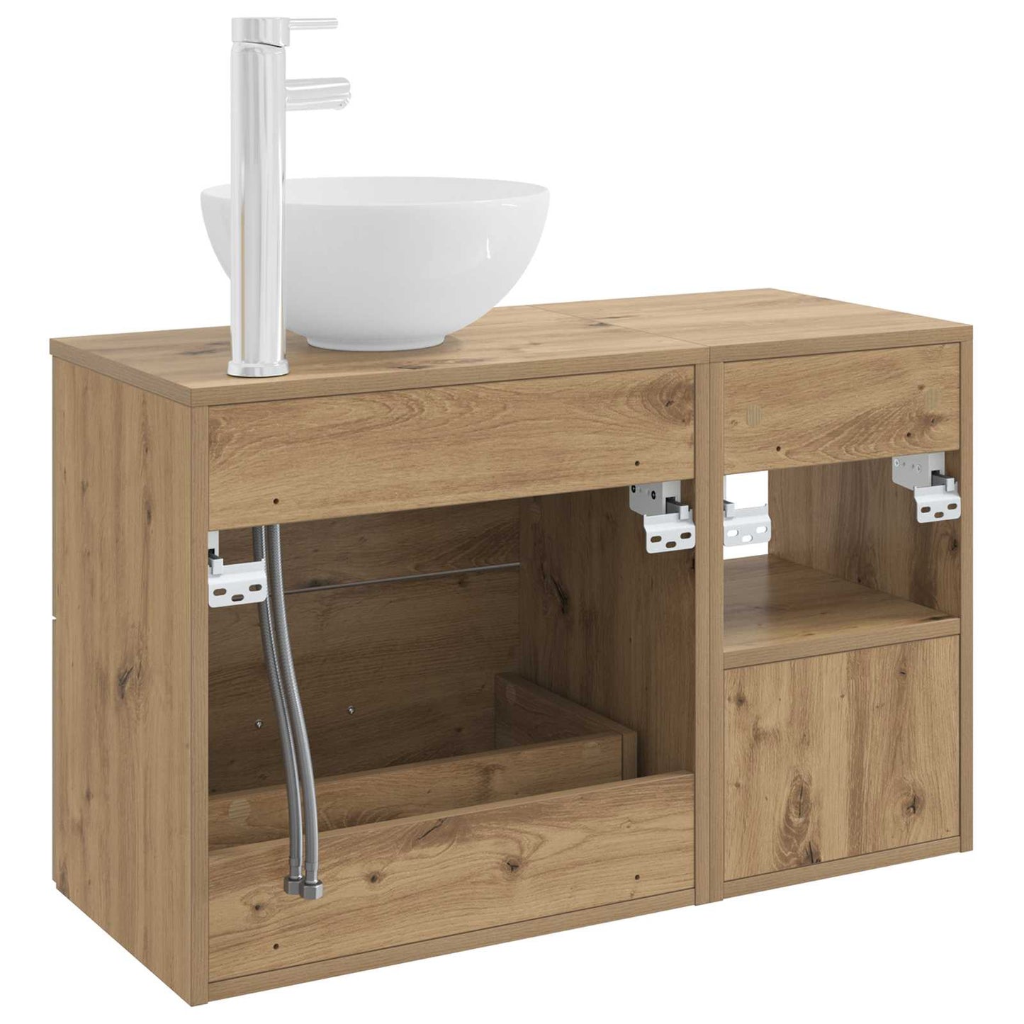 Badkamermeubelset 2 pcs Artisanaal eiken Bewerkt hout