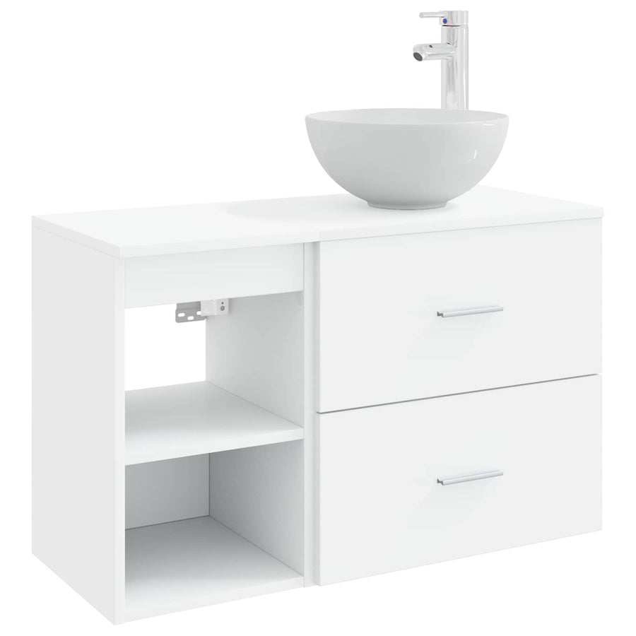 Badkamermeubelset 2 pcs Wit Bewerkt hout