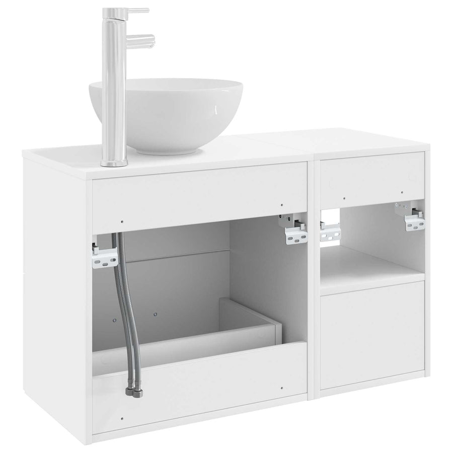 Badkamermeubelset 2 pcs Wit Bewerkt hout