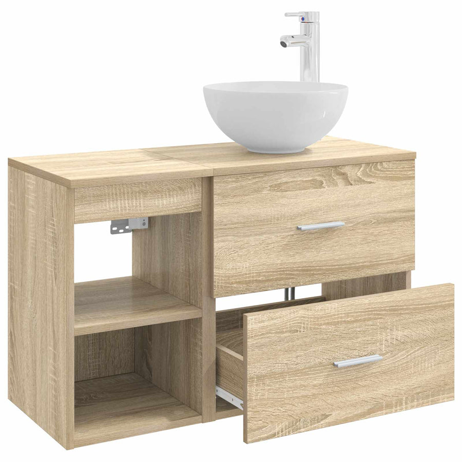 Badkamermeubelset 2 pcs Sonoma Eiken Bewerkt hout