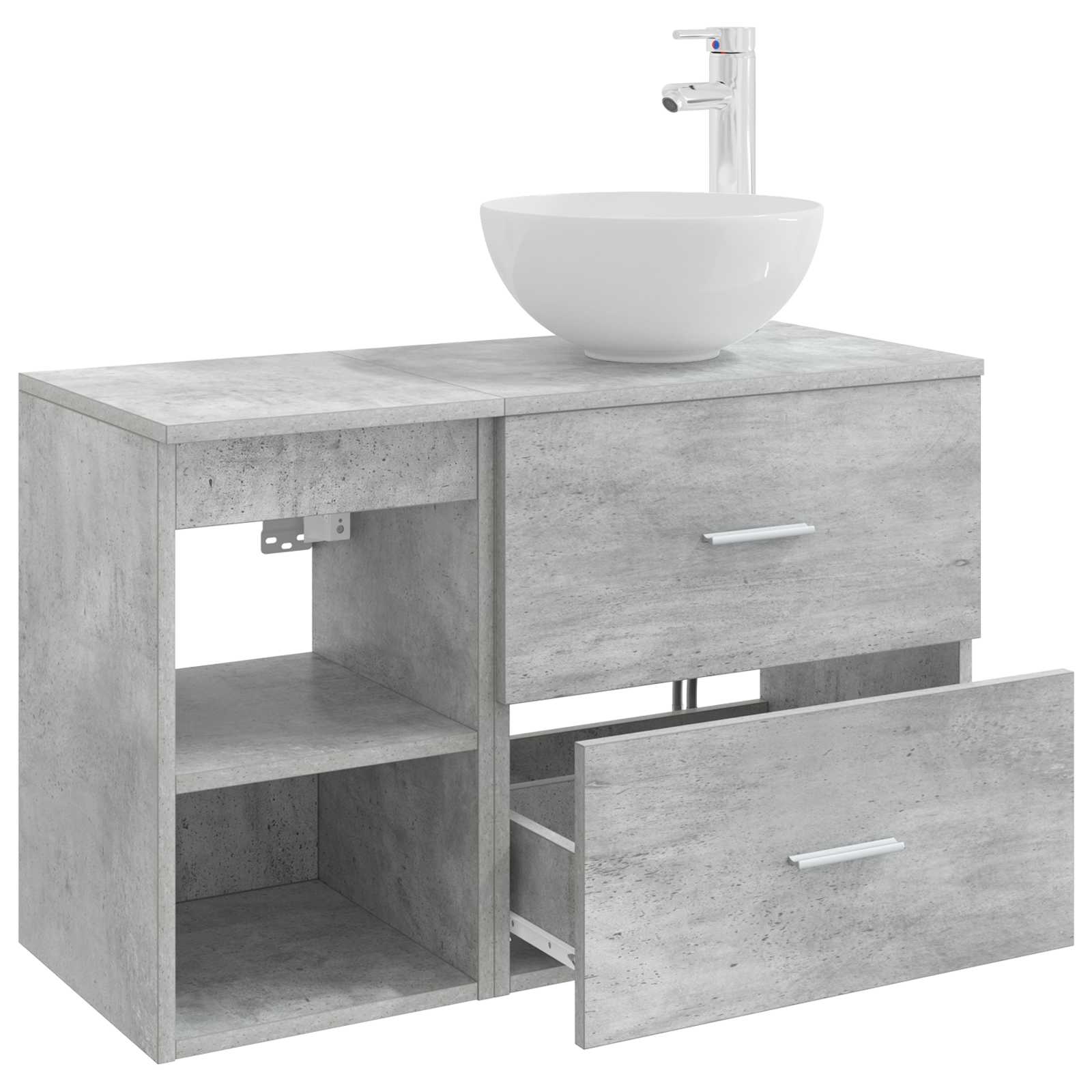Badkamermeubelset 2 pcs Betongrijs Bewerkt hout