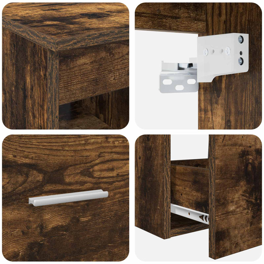 Badkamermeubelset 2 pcs Gerookt eiken Bewerkt hout