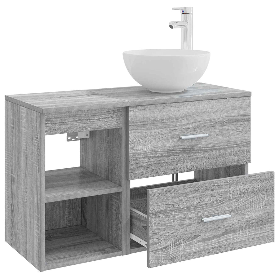 Badkamermeubelset 2 pcs Grijs Sonoma Bewerkt hout