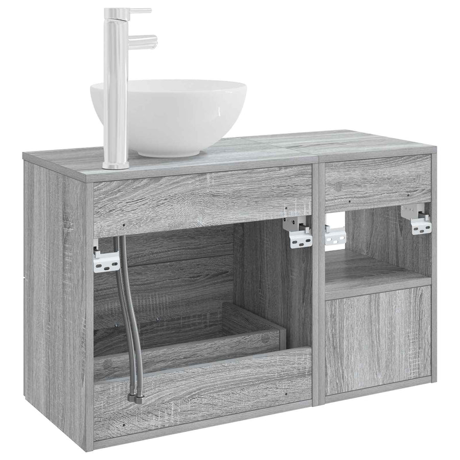 Badkamermeubelset 2 pcs Grijs Sonoma Bewerkt hout