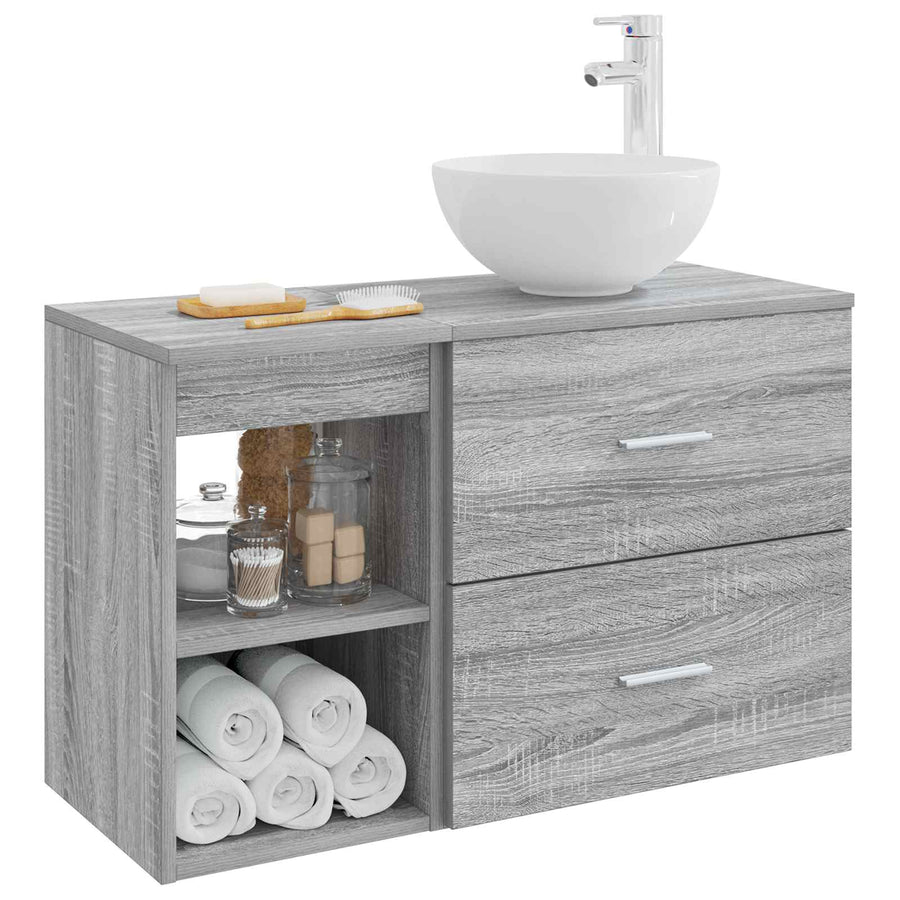 Badkamermeubelset 2 pcs Grijs Sonoma Bewerkt hout