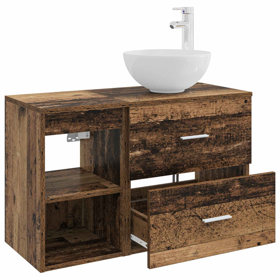 Badkamermeubelset 2 pcs Oud hout Bewerkt hout