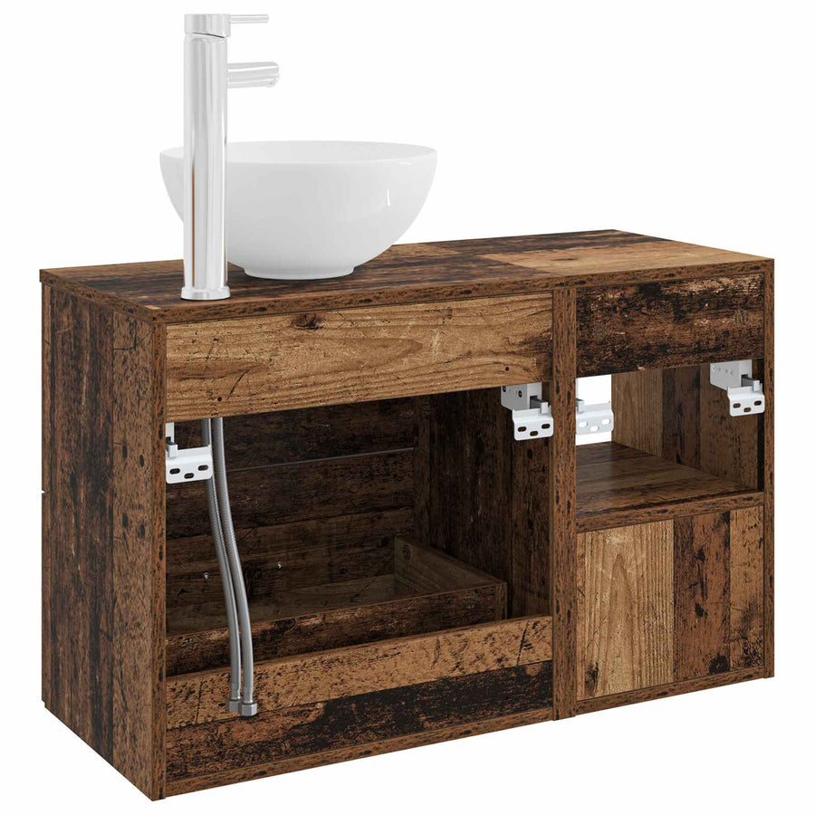 Badkamermeubelset 2 pcs Oud hout Bewerkt hout