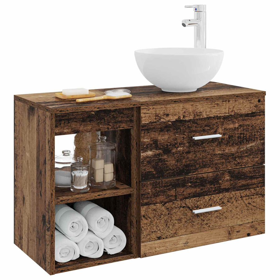 Badkamermeubelset 2 pcs Oud hout Bewerkt hout