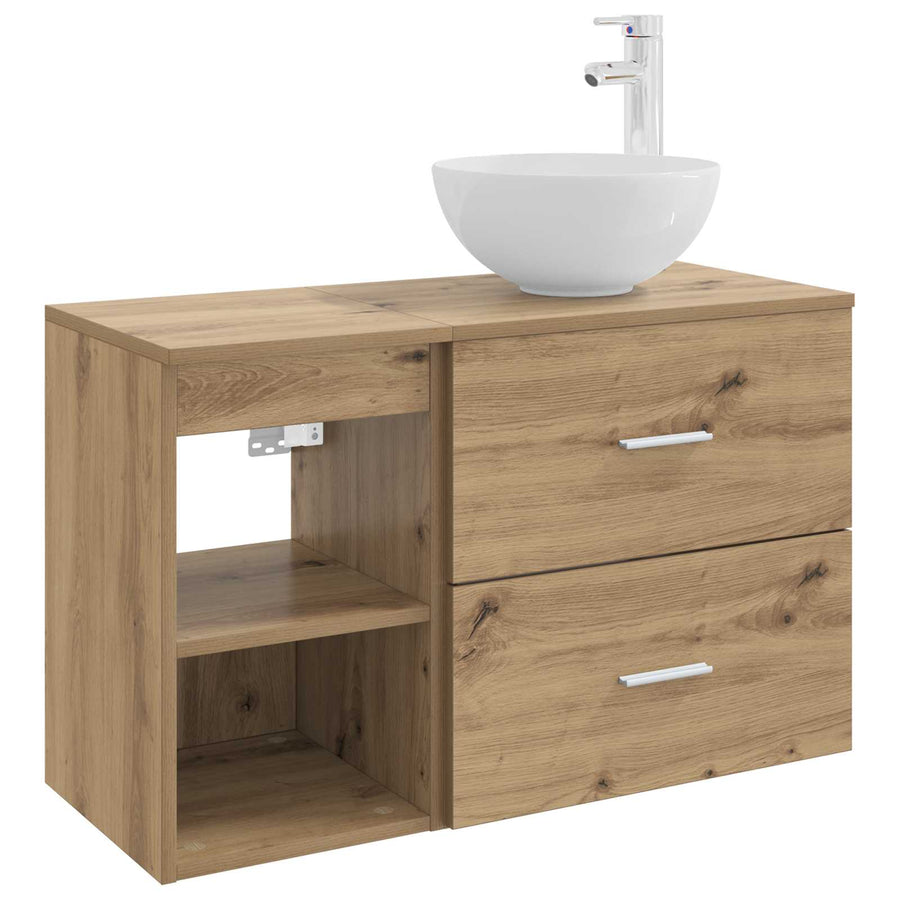 Badkamermeubelset 2 pcs Artisanaal eiken Bewerkt hout