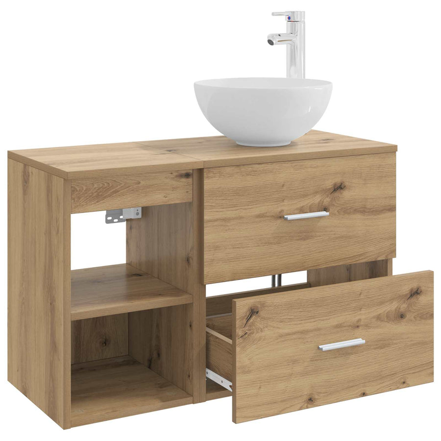 Badkamermeubelset 2 pcs Artisanaal eiken Bewerkt hout