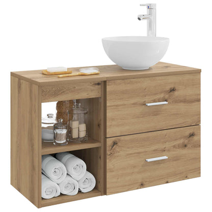 Badkamermeubelset 2 pcs Artisanaal eiken Bewerkt hout
