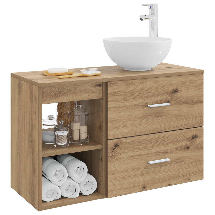 Badkamermeubelset 2 pcs Artisanaal eiken Bewerkt hout