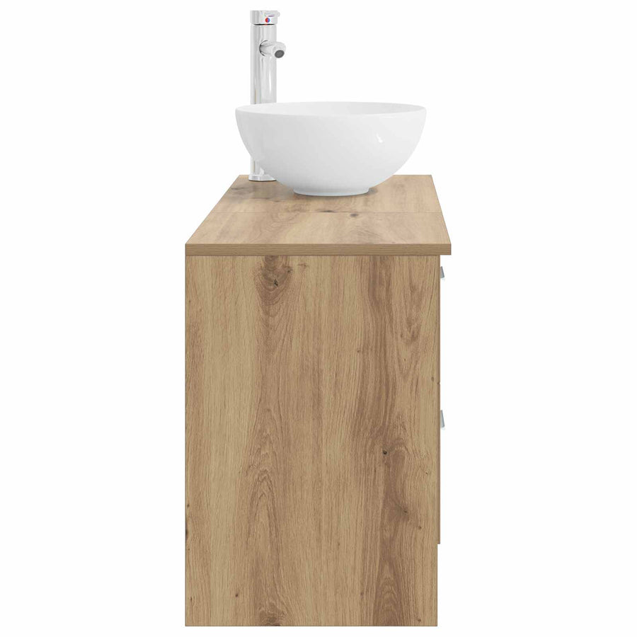 Badkamermeubelset 2 pcs Artisanaal eiken Bewerkt hout